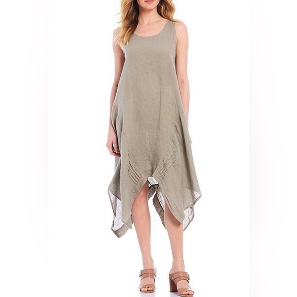 New with tags M Linen dress made in Italy asymmetrical flowy summer dress - Picture 3 of 12